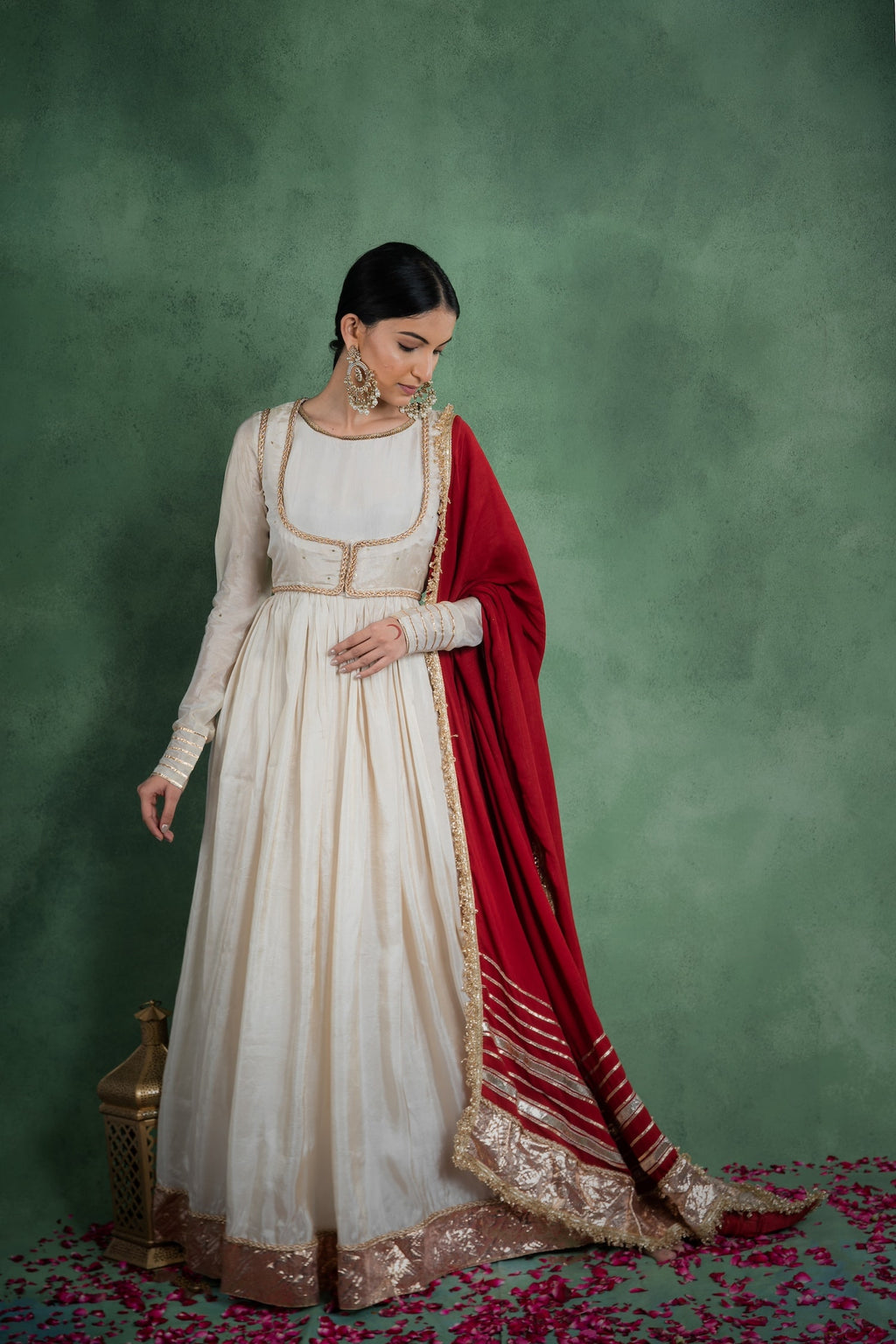 Sitaraa Anarkali Dress With Embroidered Jacket And Red Dupatta (Set Of –  Shop Gulmohar