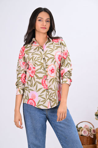 Pink Floral Print Shirt