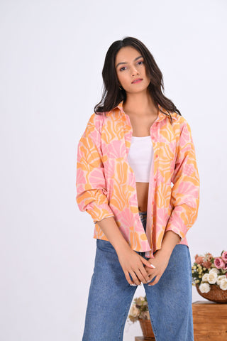 Pink & Orange Floral Print Shirt