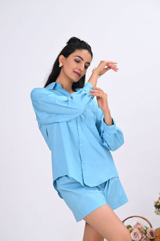 Sky Blue Solid-Dyed Shirt