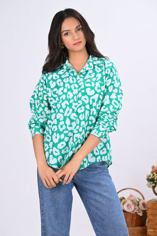 Green Leopard Print Shirt