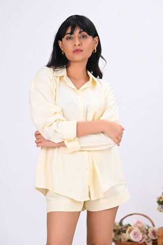 Beige Solid-Dyed Shirt