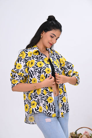 Black & Yellow Floral Print Shirt