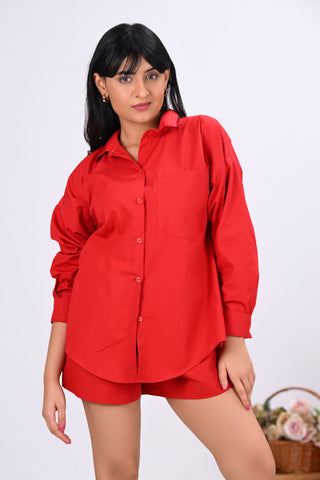 Red Solid-Dyed Shirt
