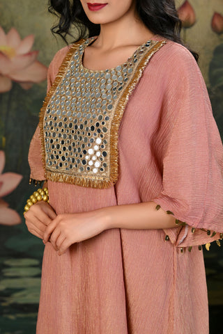 Chandni Brown Mirror Work Yoke Kurta Set (Set of 3)