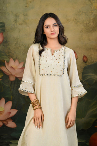 Tara Golden Handwork Yoke Kurta Set (Set of 3)