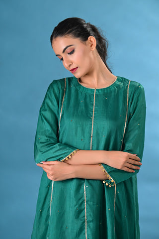 Heer Green Gota-Work Kurta Set (Set of 3)