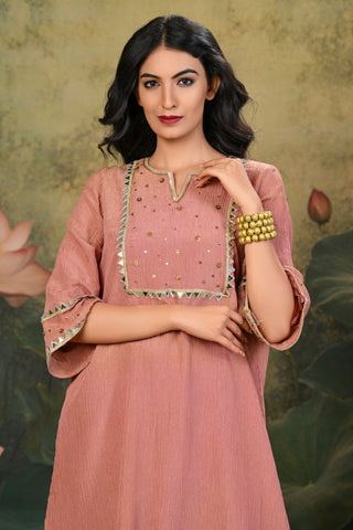 Chandni Brown Handwork Yoke Kurta Set (Set of 3)