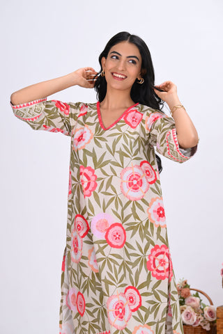 Pink Floral Print V-Neck Co-ord Set (Set of 2)