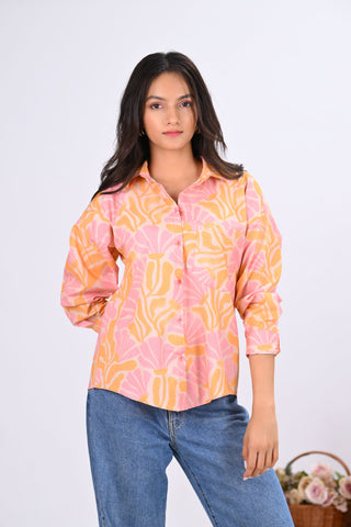Pink & Orange Floral Print Shirt