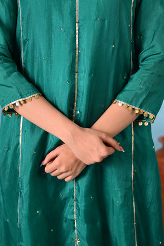 Heer Green Gota-Work Kurta Set (Set of 3)