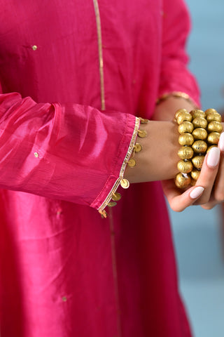 Laila Magenta Pink Gota-Work Kurta Set (Set of 3)