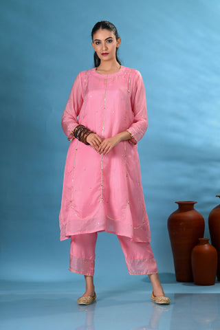 Zuri Light-Pink Gota-Work Kurta Set (Set of 3)