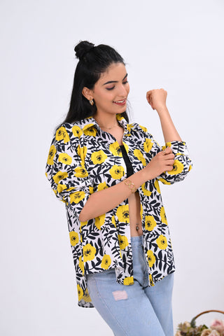 Black & Yellow Floral Print Shirt