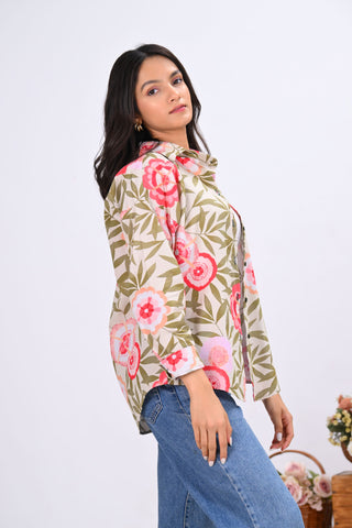 Pink Floral Print Shirt
