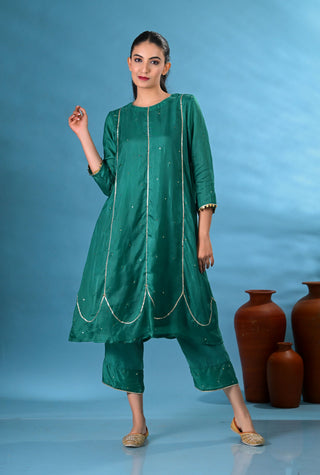 Heer Green Gota-Work Kurta Set (Set of 3)