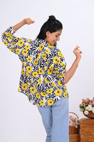 Black & Yellow Floral Print Shirt