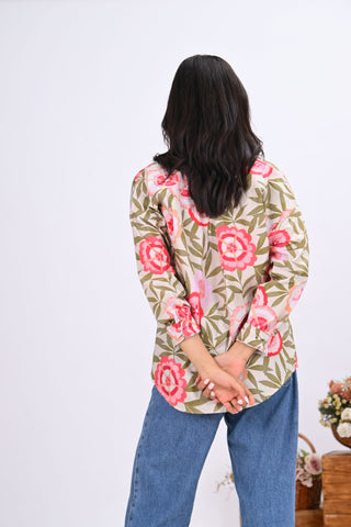 Pink Floral Print Shirt