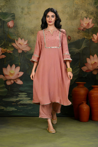 Chandni Brown Handwork Yoke Kurta Set (Set of 3)