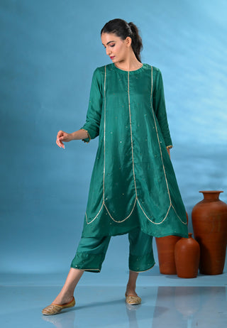 Heer Green Gota-Work Kurta Set (Set of 3)
