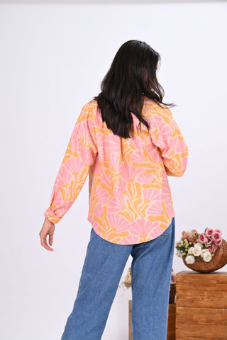 Pink & Orange Floral Print Shirt