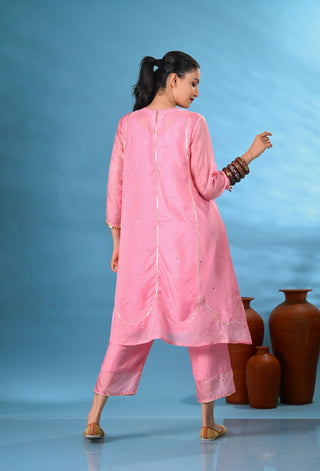Zuri Light-Pink Gota-Work Kurta Set (Set of 3)
