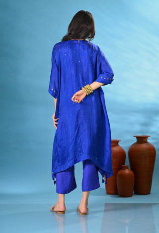 Noori Blue Mirror Work Yoke Kurta Set (Set of 3)