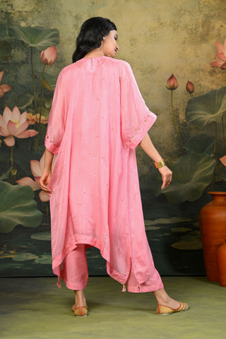 Zuri Light-Pink Mirror Work Yoke Kurta Set (Set of 3)