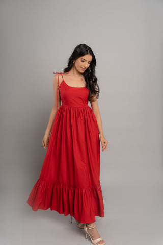 ROSE TIE-UP MAXI DRESS