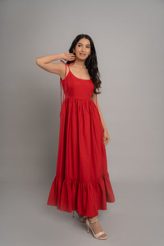 ROSE TIE-UP MAXI DRESS