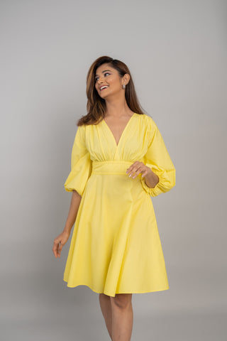 CANARY V-NECK MIDI DRESS